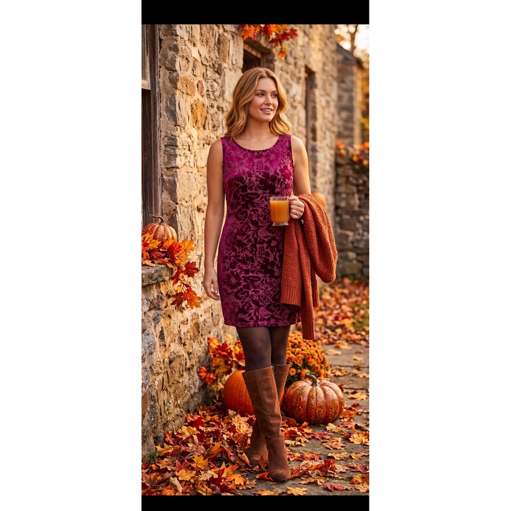 Old Navy Dress L Velvet Burnout Keyhole Dark Romantic Floral Whimsigoth Moody
